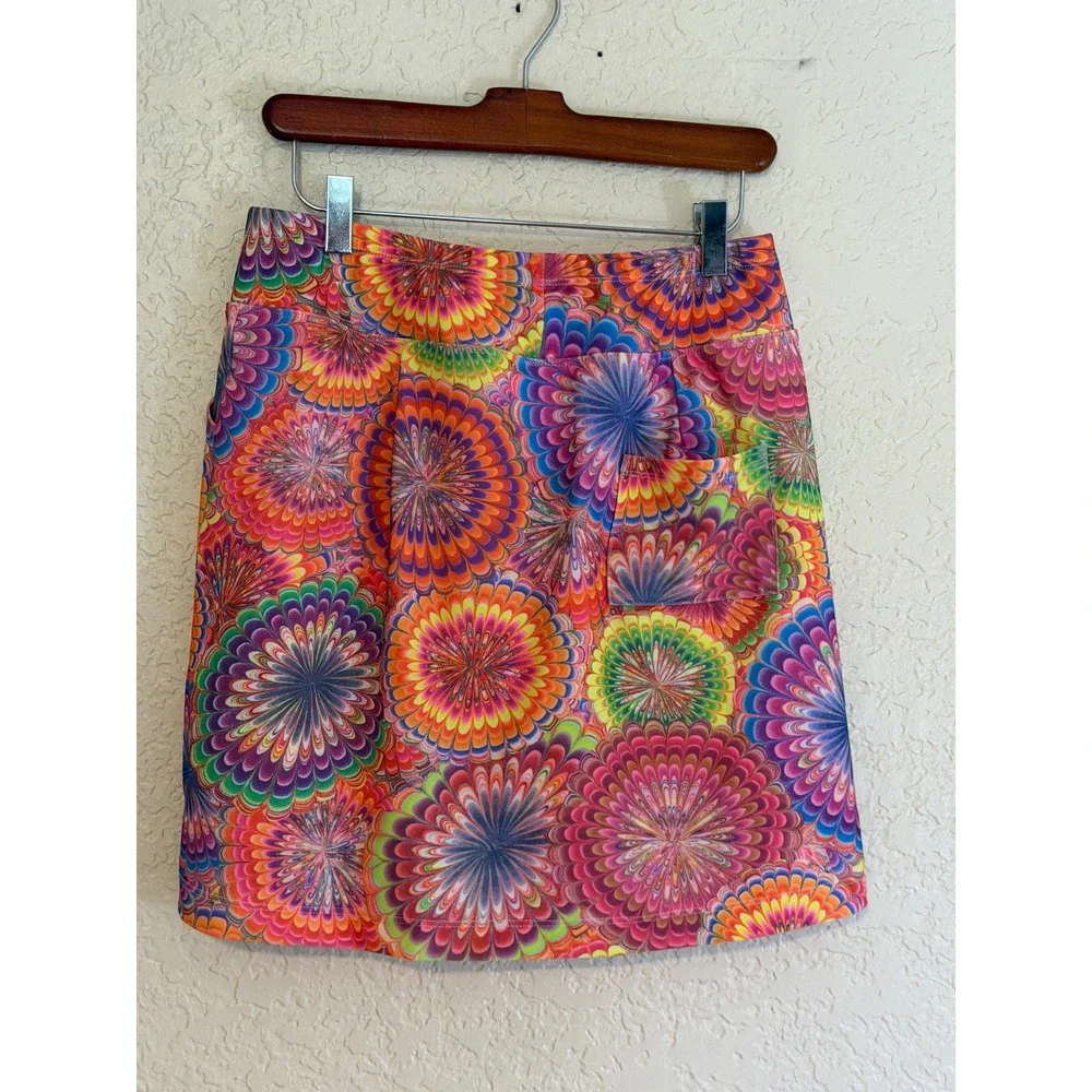 B Skinz Skort Womens M Multi Color Psychedelic Floral Athletic Golf Tennis